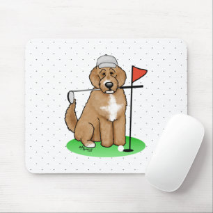 Goldendoodle Dog Playing Golf (Red whmk2) Niedlich Mousepad