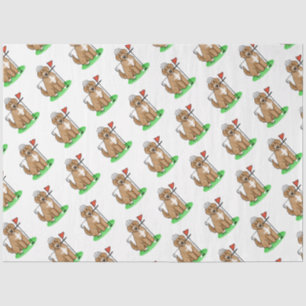 Goldendoodle Dog Playing Golf (Red whmk2) Niedlich Seidenpapier