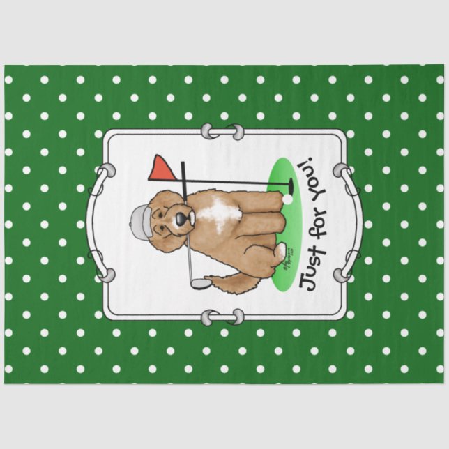 Goldendoodle Dog Playing Golf (Red whmk2) Niedlich Seidenpapier (Vorderseite)