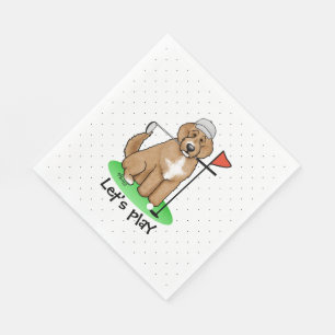 Goldendoodle Dog Playing Golf (Red whmk2) Niedlich Serviette
