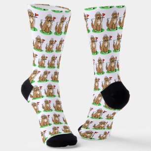 Goldendoodle Dog Playing Golf (Red whmk2) Niedlich Socken