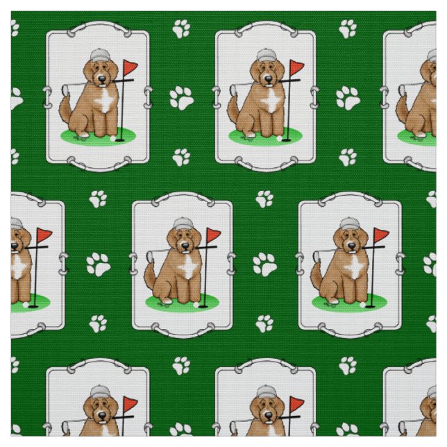 Goldendoodle Dog Playing Golf (Red whmk2) Niedlich Stoff (Muster)