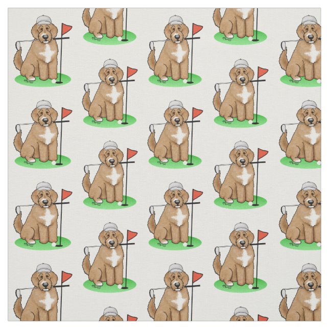 Goldendoodle Dog Playing Golf (Red whmk2) Niedlich Stoff (Muster)