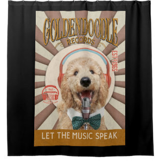 Goldendoodle Dog Record Company Canvas Duschvorhang