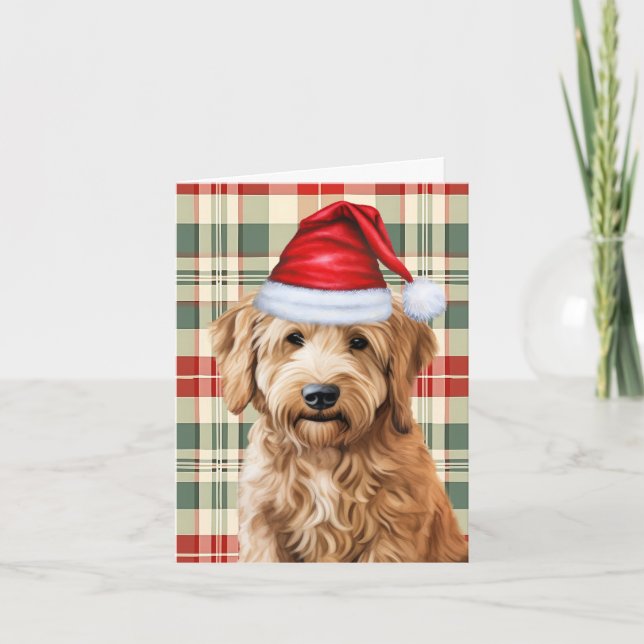 Goldendoodle Dog Red Green Kariert Weihnachten (Vorderseite)