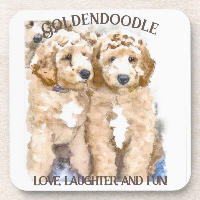 Goldendoodle Dog Spaß Getränkeuntersetzer (Vorderseite)