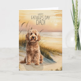 Goldendoodle Dog Sunset Beach Father's Day Feiertagskarte