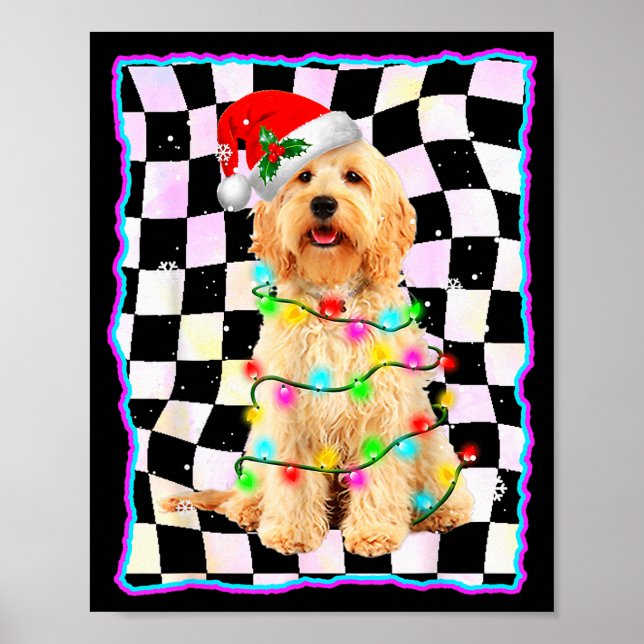 Goldendoodle Dog Tree Christmas Xmas Pet Dogs Gift Poster (Vorne)