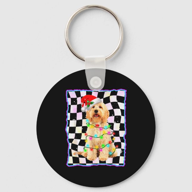 Goldendoodle Dog Tree Christmas Xmas Pet Dogs Gift Schlüsselanhänger (Vorderseite)