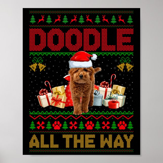 Goldendoodle Dog Ugly Christmas Sweaters Pet Dog L Poster (Vorne)