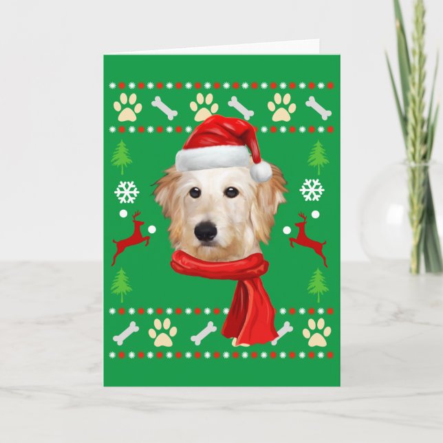 Goldendoodle Dog Ugly Weihnachten Karte (Vorderseite)
