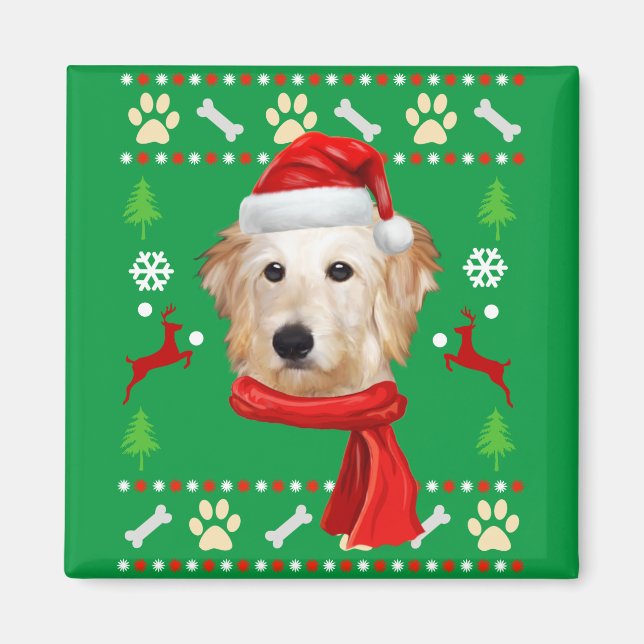 Goldendoodle Dog Ugly Weihnachten Magnet (Vorne)