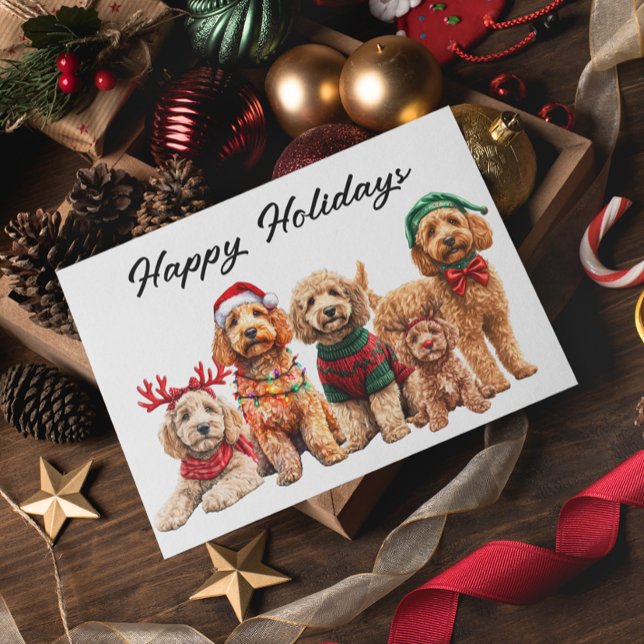 Goldendoodle Dog Weihnachtsfeiertag Postkarte (Von Creator hochgeladen)