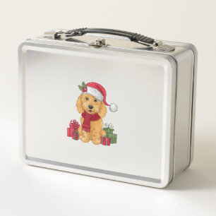 Goldendoodle Dog WeihnachtsOutfits Weihnachtsmannm Metall Brotdose