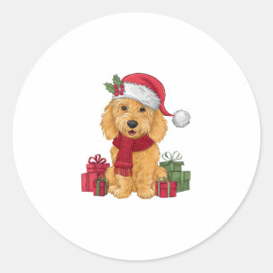 Goldendoodle Dog WeihnachtsOutfits Weihnachtsmannm Runder Aufkleber