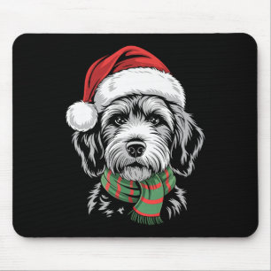 Goldendoodle Dog Xmas Weihnachtsmannmütze Scarf Mousepad