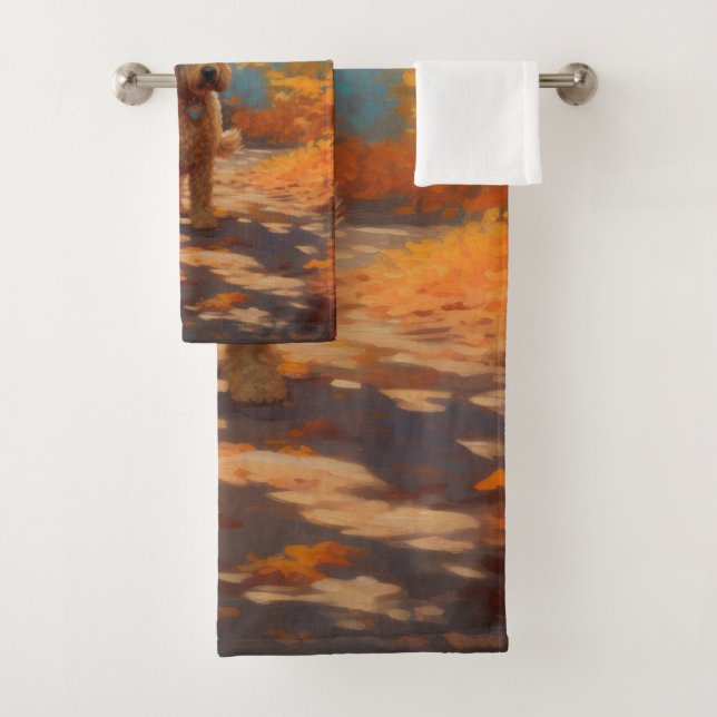 Goldendoodle en automne Leaves Fall Inspire (En situation)
