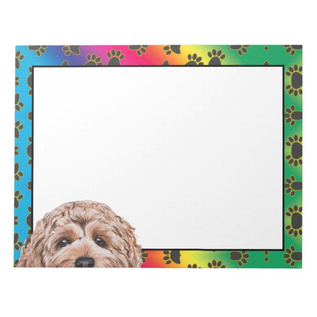 Goldendoodle farbenfrohe Hundekuchen-Muster Notizblock (Vorderseite)