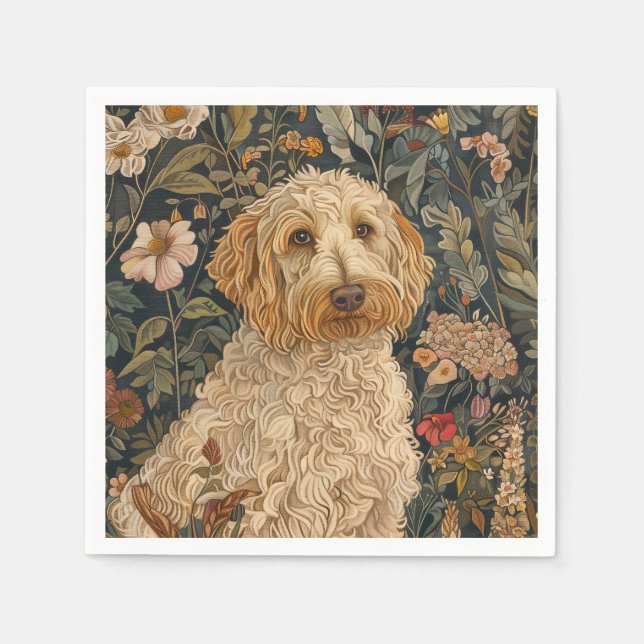 Goldendoodle Garden Tapestory Geburtstagsparty Serviette (Vorderseite)