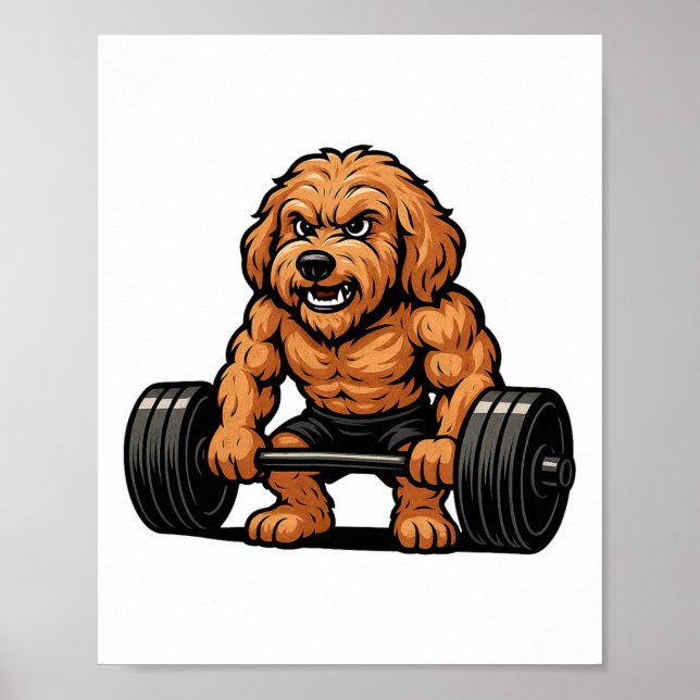 Goldendoodle-Gewichtheben Bodybuilder Training Fit Poster (Vorne)