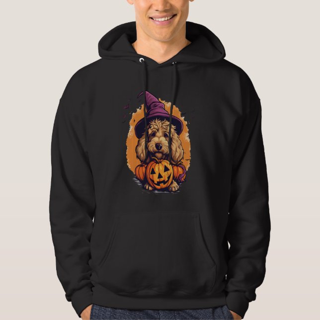 Goldendoodle Halloween Niedlicher und Spooky Doodl Hoodie (Vorderseite)