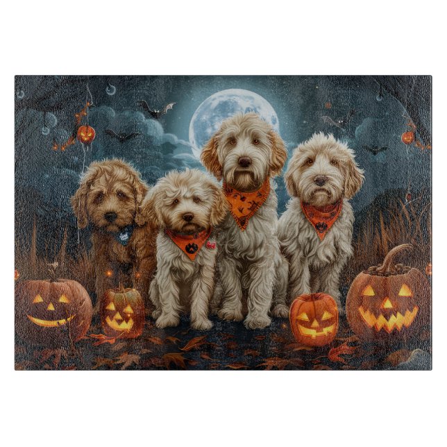 Goldendoodle Halloween Spooky Schneidebrett (Vorderseite)