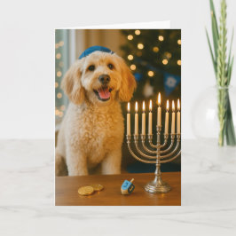 Goldendoodle Hanukkah Card Karte