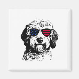 Goldendoodle Hund 4. Juli Amerika USA-Flagge Magnet