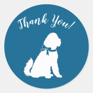 Goldendoodle Hund Baby Dusche Boy Blue Runder Aufkleber