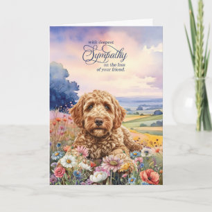 Goldendoodle-Hund Feld mit Wildblumen Beileid für Karte