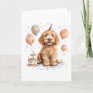 Goldendoodle Hund Geburtstagskuchen Karte