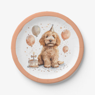 Goldendoodle Hund Geburtstagskuchen Pappteller