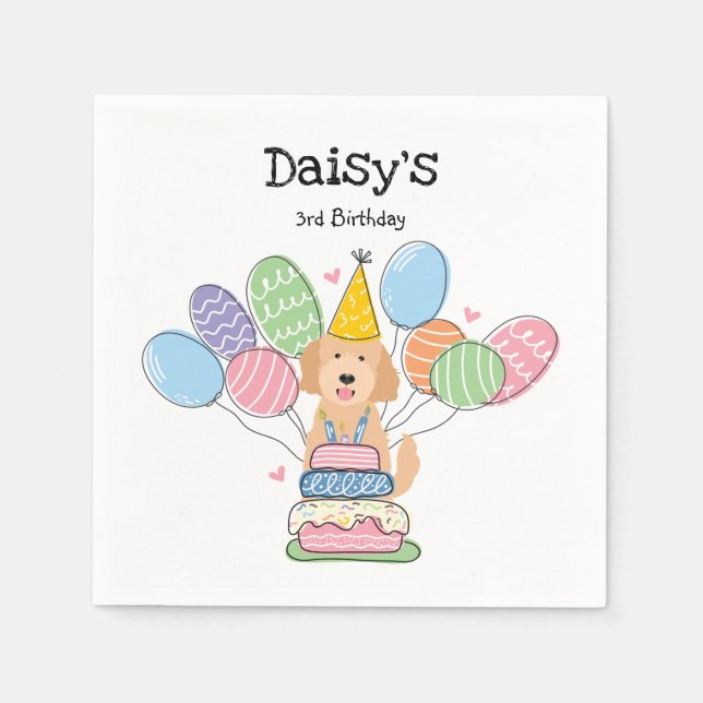Goldendoodle Hund Geburtstagsparty Papier Napkins Serviette (Vorderseite)