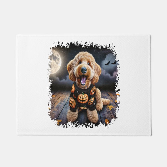 Goldendoodle Hund Halloween Fußmatte (Vorderseite)
