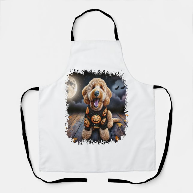 Goldendoodle Hund Halloween Schürze (Vorderseite)