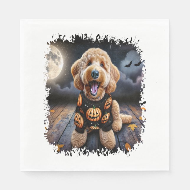 Goldendoodle Hund Halloween Serviette (Vorderseite)