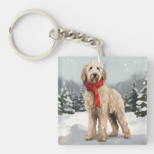 Goldendoodle-Hund im Schnee Weihnachten  Schlüsselanhänger