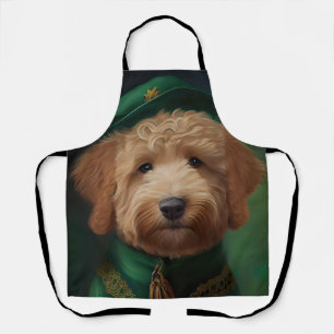 Goldendoodle Hund in St. Patrick's Day Dress Schürze