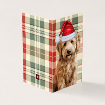 Goldendoodle Hund Karierte rote und grüne Ferienka