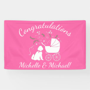 Goldendoodle Hund Kinderdusche Pink Girl Banner