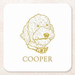 Goldendoodle Hund Personalisiert Rechteckiger Pappuntersetzer