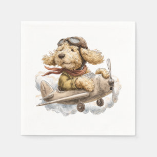 Goldendoodle-Hund Pilot-Flugzeug Serviette