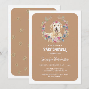 Goldendoodle Hund Rustikale Blume Einladung