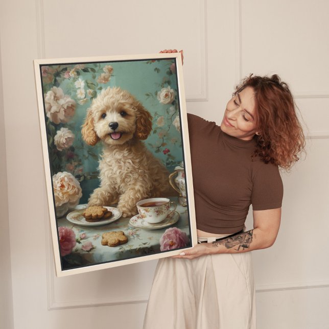 Goldendoodle-Hund Vintage-Tee Leinwanddruck (Von Creator hochgeladen)