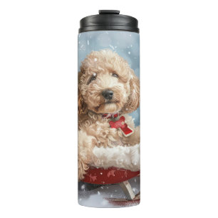 Goldendoodle-Hund Weihnachten Festlich Thermosbecher