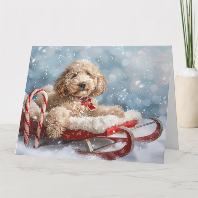 Goldendoodle Hund Weihnachten Karte (Vorderseite)