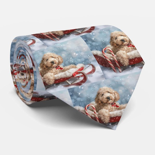 Goldendoodle Hund Weihnachten Krawatte (Gerollt)
