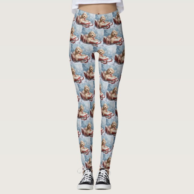 Goldendoodle Hund Weihnachten Leggings (Vorderseite)