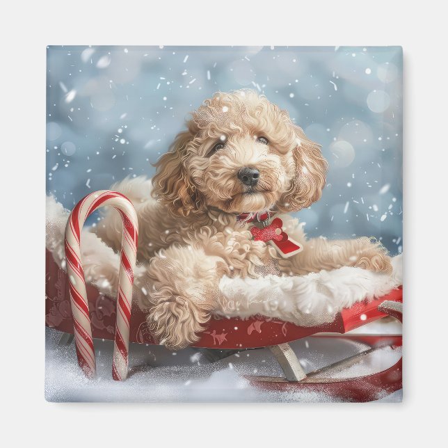 Goldendoodle Hund Weihnachten Magnet (Vorne)