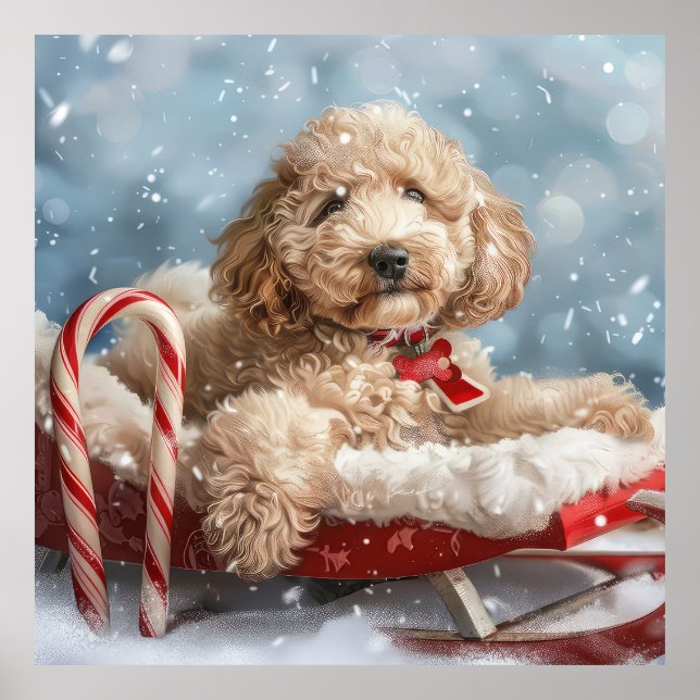 Goldendoodle Hund Weihnachten Poster (Vorne)